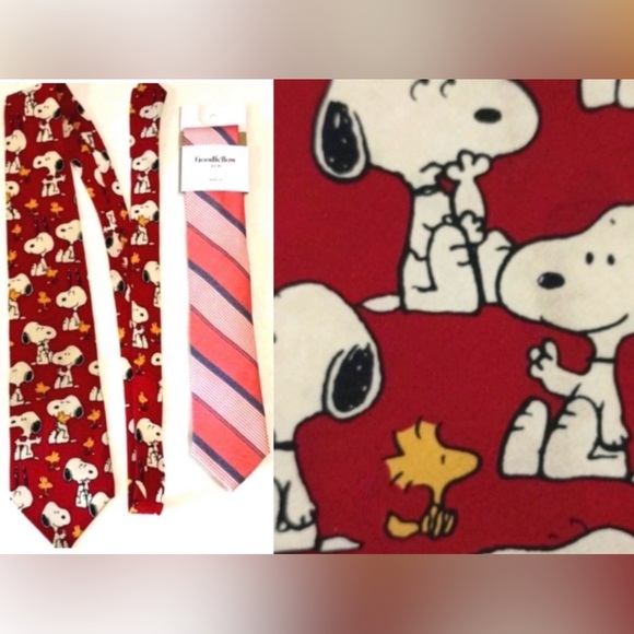 United Feature Syndicate Other - Snoopy Patterned Red Silk Tie and Pink/Red Tie Set